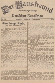 Der Hausfreund : Unterhaltungs-Beilage zur Deutschen Rundschau. 1937, Nr. 214 (18 September)