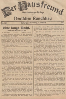 Der Hausfreund : Unterhaltungs-Beilage zur Deutschen Rundschau. 1937, Nr. 225 (1 Oktober)