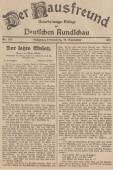 Der Hausfreund : Unterhaltungs-Beilage zur Deutschen Rundschau. 1937, Nr. 273 (28 November)