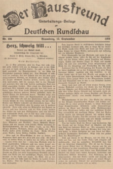 Der Hausfreund : Unterhaltungs-Beilage zur Deutschen Rundschau. 1939, Nr. 204 (12 September)