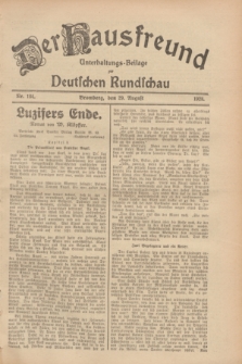Der Hausfreund : Unterhaltungs-Beilage zur Deutschen Rundschau. 1928, Nr. 184 (29 August)