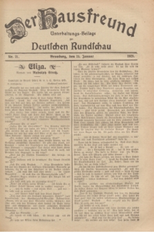 Der Hausfreund : Unterhaltungs-Beilage zur Deutschen Rundschau. 1929, Nr. 21 (25 Januar)