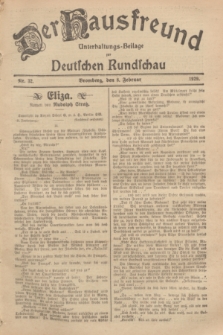 Der Hausfreund : Unterhaltungs-Beilage zur Deutschen Rundschau. 1929, Nr. 32 (8 Februar)