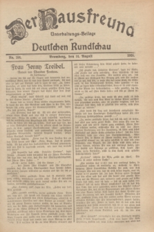 Der Hausfreund : Unterhaltungs-Beilage zur Deutschen Rundschau. 1929, Nr. 184 (14 August)