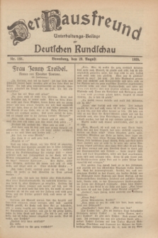 Der Hausfreund : Unterhaltungs-Beilage zur Deutschen Rundschau. 1929, Nr. 188 (20 August)