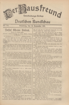 Der Hausfreund : Unterhaltungs-Beilage zur Deutschen Rundschau. 1929, Nr. 214 (20 September)