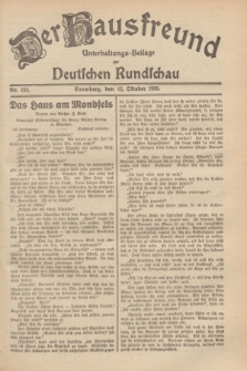 Der Hausfreund : Unterhaltungs-Beilage zur Deutschen Rundschau. 1929, Nr. 233 (12 Oktober)