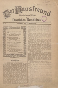 Der Hausfreund : Unterhaltungs-Beilage zur Deutschen Rundschau. 1930, Nr. 1 (1 Januar)