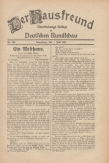 Der Hausfreund : Unterhaltungs-Beilage zur Deutschen Rundschau. 1930, Nr. 148 (1 Juli)
