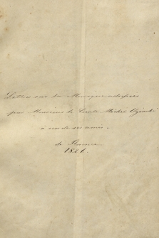 „Lettres sur musique adressées par monsieur le comte Michel Ogiński à un de ses amis de Florence. 1826”