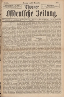 Thorner Ostdeutsche Zeitung. 1887, № 272 (20 November) + dod.