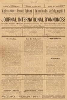 Międzynarodowy Dziennik Ogłoszeń : dla handlu, przemysłu, rękodzieł, gospodarstwa i leśnictwa. 1903, nr 2