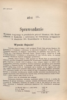 [Kadencja VII, sesja III, al. 30] Alegata do Sprawozdań Stenograficznych z Trzeciej Sesyi Siódmego Peryodu Sejmu Krajowego Królestwa Galicyi i Lodomeryi wraz z Wielkiem Księstwem Krakowskiem z roku 1897/8. Alegat 30