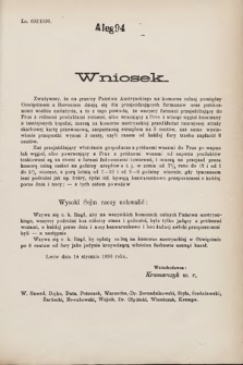 [Kadencja VII, sesja III, al. 94] Alegata do Sprawozdań Stenograficznych z Trzeciej Sesyi Siódmego Peryodu Sejmu Krajowego Królestwa Galicyi i Lodomeryi wraz z Wielkiem Księstwem Krakowskiem z roku 1897/8. Alegat 94