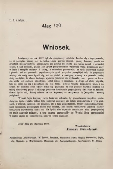 [Kadencja VII, sesja III, al. 130] Alegata do Sprawozdań Stenograficznych z Trzeciej Sesyi Siódmego Peryodu Sejmu Krajowego Królestwa Galicyi i Lodomeryi wraz z Wielkiem Księstwem Krakowskiem z roku 1897/8. Alegat 130