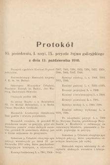 [Kadencja IX, sesja I, pos. 95] Protokoły z I. Sesyi IX. Peryodu Sejmu Krajowego Królestwa Galicyi i Lodomeryi z Wielkiem Księstwem Krakowskiem w r. 1910. T. 3. Protokół 95