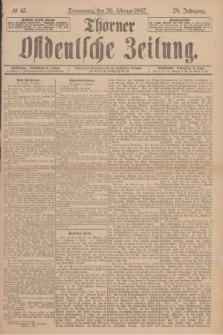 Thorner Ostdeutsche Zeitung. Jg.29, № 43 (20 Februar 1902) + dod.