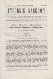 Tygodnik Naukowy. 1865, nr 39 (10 listopada)