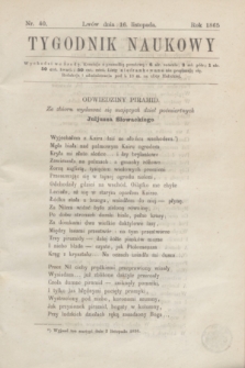 Tygodnik Naukowy. 1865, nr 40 (16 listopada)