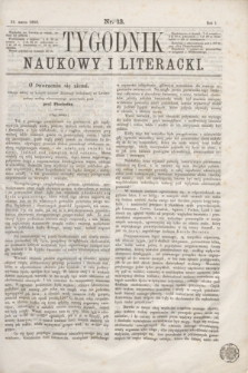 Tygodnik Naukowy i Literacki. R.1, nr 13 (31 marca 1866)