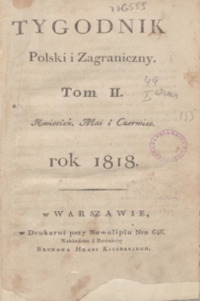 Tygodnik Polski i Zagraniczny. [R.1], Spis rzeczy zawartych w Tomie II. Tygodnika (1818)