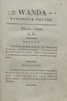 Wanda : tygodnik polski płci pięknej i literaturze poświęcony. R.5, T.2, nr 18 (4 maja 1822)