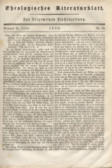 Theologisches Literaturblatt : zur Allgemeinen Kirchenzeitung. 1826, Nr. 81 (11 October)