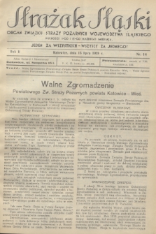 Strażak Śląski : organ Związku Straży Pożarnych Województwa Śląskiego. R.2, nr 14 (15 lipca 1928)