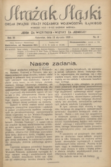 Strażak Śląski : organ Związku Straży Pożarnych Województwa Śląskiego. R.3, nr 2 (15 stycznia 1929)
