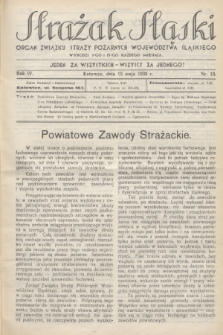 Strażak Śląski : organ Związku Straży Pożarnych Województwa Śląskiego. R.4, nr 10 (15 maja 1930)