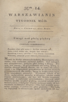 Warszawianin : tygodnik mód. 1822, Ner 14 (1 czerwca)