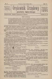 Orędownik Urzędowy Powiatu Świeckiego. R.5, nr 7 (2 lutego 1926)