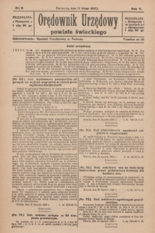 Orędownik Urzędowy Powiatu Świeckiego. R.5, nr 9 (13 lutego 1926)