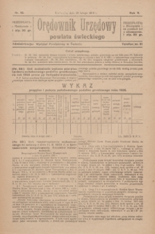 Orędownik Urzędowy Powiatu Świeckiego. R.5, nr 10 (18 lutego 1926)