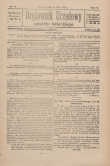 Orędownik Urzędowy Powiatu Świeckiego. R.5, nr 13 (25 lutego 1926)