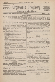 Orędownik Urzędowy Powiatu Świeckiego. R.5, nr 14 (27 lutego 1926)