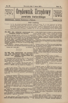 Orędownik Urzędowy Powiatu Świeckiego. R.5, nr 18 (11 marca 1926)