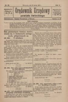 Orędownik Urzędowy Powiatu Świeckiego. R.5, nr 23 (30 marca 1926)