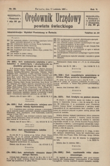 Orędownik Urzędowy Powiatu Świeckiego. R.5, nr 25 (13 kwietnia 1926)