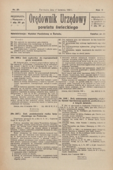 Orędownik Urzędowy Powiatu Świeckiego. R.5, nr 26 (17 kwietnia 1926)