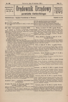 Orędownik Urzędowy Powiatu Świeckiego. R.5, nr 28 (24 kwietnia 1926)
