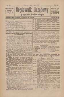 Orędownik Urzędowy Powiatu Świeckiego. R.5, nr 32 (8 maja 1926)