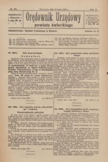 Orędownik Urzędowy Powiatu Świeckiego. R.5, nr 34 (15 maja 1926)