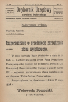 Orędownik Urzędowy Powiatu Świeckiego. R.5, nr 35 (15 maja 1926)