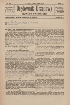 Orędownik Urzędowy Powiatu Świeckiego. R.5, nr 36 (20 maja 1926)
