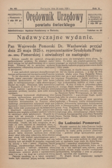 Orędownik Urzędowy Powiatu Świeckiego. R.5, nr 40 (29 maja 1926)