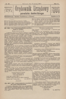Orędownik Urzędowy Powiatu Świeckiego. R.5, nr 46 (19 czerwca 1926)