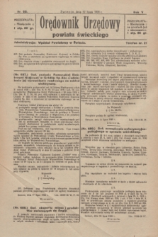 Orędownik Urzędowy Powiatu Świeckiego. R.5, nr 55 (22 lipca 1926)