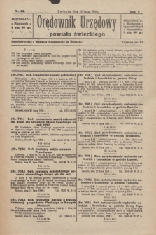 Orędownik Urzędowy Powiatu Świeckiego. R.5, nr 56 (29 lipca 1926)