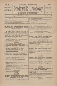 Orędownik Urzędowy Powiatu Świeckiego. R.5, nr 78 (7 października 1926)